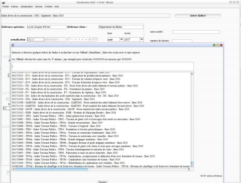 plus de dix mille indices  pour le logiciel d'actualisation de prix mac et pc